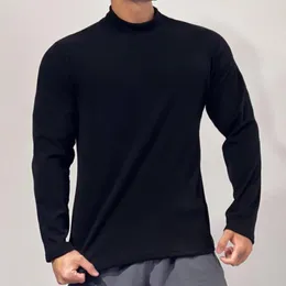 Erkek Tişörtleri Moda Sonbahar Kış Sıcak Tutun Uzun Kollu Tuttum T-Shirt Düz Renk Üstleri Erkek İnce Temel Streç Fitness Tee Üst