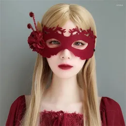 Party Supplies Sexy Lady Red Flower Eye Masks For Masquerade Dance Costume Halloween Half Face Mask Decor Drop