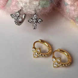 Hoop Earrings 925 Silver Needle Sparkling Zircon Cross Charm Earring For Women Girls Party Wedding Jewelry Gift Eh1360
