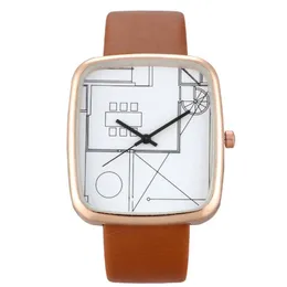 クリエイティブアートシンプルなCWPクォーツレディースウォッチウィッシュファッション長方形の時計36mm直径の腕時計233B