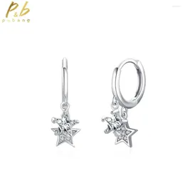 Hoop Earrings PuBang Fine Jewelry Solid 925 Sterling Silver High Carbon Diamond Stars For Women Wedding Party Gift Drop