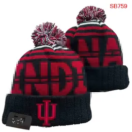 Indiana Beanies Hoosiers Beanie Kuzey Amerika Koleji Takımı Yan Yama Kış Yün Spor Örgü Şapkas Kafaları