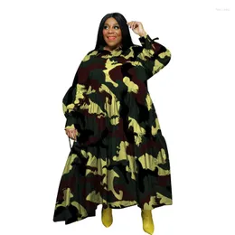 زائد الفساتين الحجم WSFEC L-5XL 2023 Fall Women Clothing Fashion Printing Long Sleeve Longed Louge Drop Drop Drop Drop