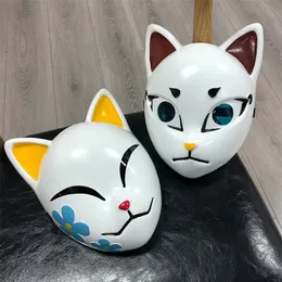 Anime Demon Slayer Tomioka Giyuu Mask Cosplay Kimetsu No Yaiba żywica Makomo Masks Fani Halloween Costume Costume Collection 20293i