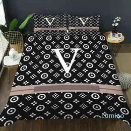 Conjunto de roupa de cama de designer de tamanho king da moda cobre 3 peças com letras impressas