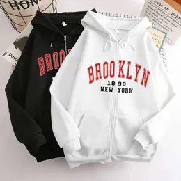 1898 New York Printed Women Hoodies Fashion Fleece Hoody Creativity Pullover Clothing Street Loose Zip Up Sweatshirts 230915