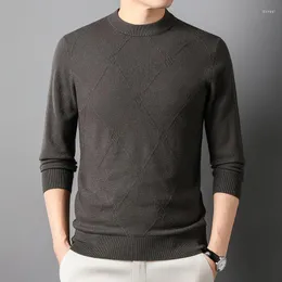 Suéteres masculinos homens lã 2023 outono inverno manga longa mockneck homem cashmere pullovers