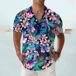 Men's Casual Shirts 2023 Floral For Men 3d Print Hawaiian Flower Shirt Beach Short Sleeve Fashion 5xl Tops Tee Man Henley Blouses