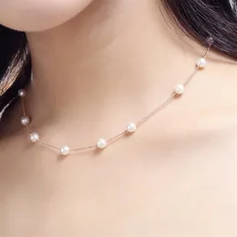 925 Sterling Silver Jewelry 6mm Shell Pearl Sweater Chain Necklace Woman Gifts for Lovers D-170217T