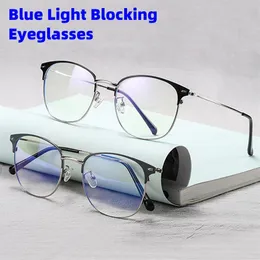 Mode solglasögon ramar anti blå ljus glasögon kvinnor vanlig glasögon ram män dator metall designer clear eye 511246k
