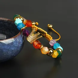 Pełna diamentowa bransoletka korona cała mieszanka 8 mm fasetowane krojone koraliki naturalne kamienie królewskie bransoletki uzdrawianie lęku biżuteria 1901
