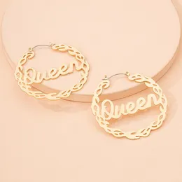 Hoop Earrings Modern Hip-hop Large Circle Earring For Women Letter Personality Queen Round Sexy Jewelry Wholesale