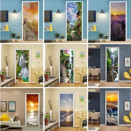 Wall Stickers Self Adhesive Home Door Landscape 3D Decor Renovation Diy Mural Art Decal Sticker PVC Wallpaper Print Picture for Living Room 230928