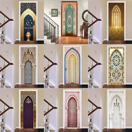 Wall Stickers PVC Self adhesive Removable Muslim Arabic Door Sticker Wallpaper Living Room Decor 3D Decal 230928