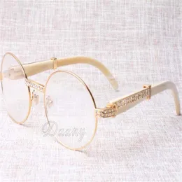 2019 New Diamond Round Solglasögon Cattle Horn Eyeglasses 7550178-A Horns Män och kvinnor Solglasögon Glasess Eyewear Storlek 55-22-135M318G