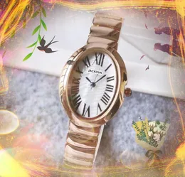 Modny owalny kształt mały prosty zegarek pełny zegarek ze stali nierdzewnej serii rzymskich zbiorników Wysokiej jakości Kwarc Modułki Rose Gold Srebrny kolor Śliczne zegarki Prezenty