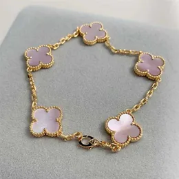 Bracelets Designer 2023 Luxury Clover Bracelet Mother of Pearl 18k Gold Brand Love Bangle Charm Shining Crystal Diamond Jewelry for Wom243f