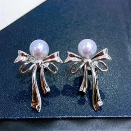 22090711 Diamondbox -Jewelry Earrings Earrings Studs Silver Blue Pearl Sterling 925 Silver Bow Knot Ribbon Akoya 6 5-7 mmラウンドペンダント271y