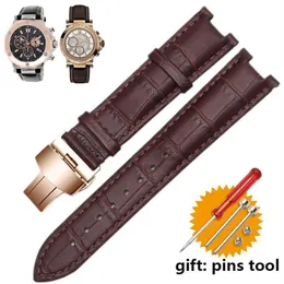 Titta på Band Gnuine Leather Watchband för GC -armband 22 13mm 20 11mm hackad rem med rostfritt stålfjäril Buckle Band224y