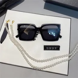 Summer high quality famous sunglasses oversized flat top ladies sun glasses chain women square frames fashion designer with packag317G