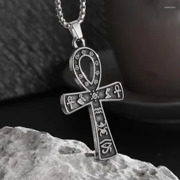 Chains Ancient Egyptian Ankh Eye Of Horus Cross Pendant Stainless Steel Necklace Men's And Women's Personalized Punk Christmas Gift