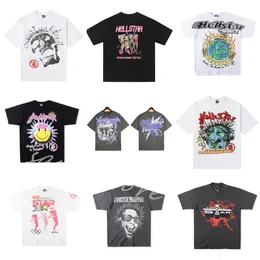 Hellstar Mens 티셔츠 고품질 남성 T 셔츠 디자이너 남성용 여름 옷 패션 커플면 티 캐주얼 여성 짧은 슬리브 티 흰색 Tshirt y6