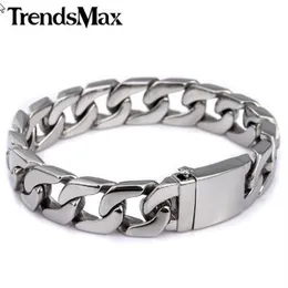 Trendsmax 13mm Bracciale in acciaio inossidabile 316L Bracciale da uomo Curb Colore argento HB83204Z