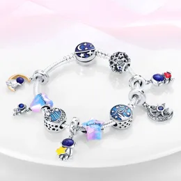 Charms smycken 925 charmpärlor tillbehör starry himmel serie lyckliga pärlor