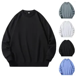 Men's Sweaters Sports Fan Sweatshirts & Hoodies Mens Fashion Leisure Simple Threaded Neckline Solid Color And Round Sweatshirt French