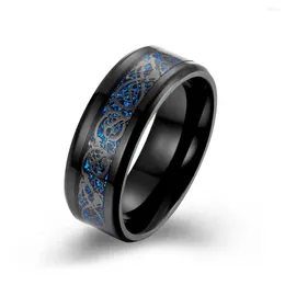Обручальные кольца PSJ Модные мужские украшения Синий Черный Дракон Волокно Титан Нержавеющая сталь Для мужчин Обручальные кольца