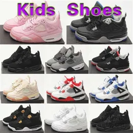 Kids Outdoor Shoes Ps 4 4s Boys Girl Infants Athletic Sport Sneakers Fire Red Bred What the Sail University Blue Royalty Pure Money Basketball Shoes Mens Chaussu Shoe
