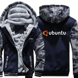 Men's Hoodies 2023 Winter Ubuntu Men Fashion Coat Pullover Fleece Liner Linux Jacket Sweatshirts