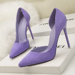 Dress Shoe s Pumps Suede High Heels Female Pointed Toe Office Stiletto Women On 10 cm Solid Party Lady 221231