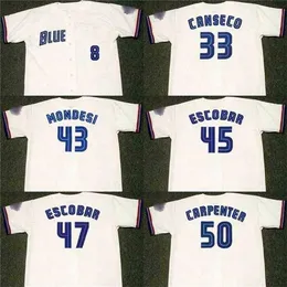 QQQ8 C202 Men 33 Jose Canseco 43 Raul Mondesi 50 Chris Carpenter 45 Kelvim Escobar 47 Kelvim Escobar 1999 Jersey de beisebol