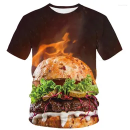 Herr t-skjortor sommar cool skjorta för män vardag mat franska pommes frites mönster 3d tryck pojkes t-shirt avslappnad kortärmad rolig topp