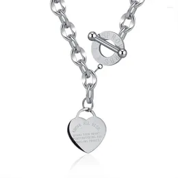 Colares de pingente de luxo elegante amor coração feminino chocker colar para mulheres moda aço inoxidável corrente grossa 2023 jóias de casamento