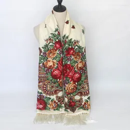 Eşarplar 2023 Rusya Moda Kadın Pubsel Poncho Uzun Eşarp Çiçek Baskılı Sonbahar ve Kış Kadın Cape Foulard