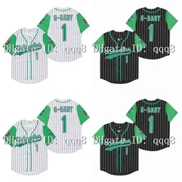 qqq8 Air01 Movie Hardball #1 Jarius G-Baby Evans white DeWayne Warren Stitched Kekambas Film Black White Baseball Jerseys size S-XXXL