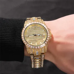 Bling Full Bling Large Diamond Watch for Men Iced-Out Hip Hop Mass Wates Rel￳gios Hip Hop Jewelry2381