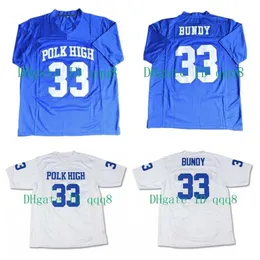 QQQ8 33 Al Bundy Jersey Polk High White Blue Movie Football Jersey Stitched Size S-XXXL