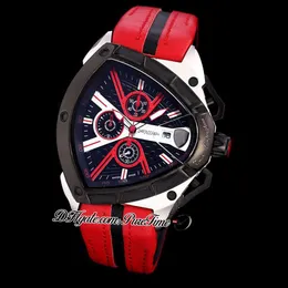 2021 New Tonino Sports Car Cattle Swiss Quartz Chronograph Mens Watch Two Tone PVD Black Dial Dynamic Sports Red Leather Puretime 250r