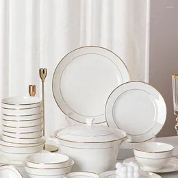 Plates Modern Simple Tableware Ceramic Luxury Bowl And Plate Steak Pasta Salad Dessert Cake Dinner Table Bread Afternoon Tea Set