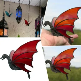 Decorative Figurines Handmade Window Hanging Stained Dragon Suncatcher Glass Home Decor Vintage Satin Ball Christmas Ornaments