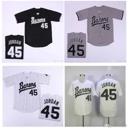 QQQ8 C202 Herr Birmingham Barons Jersey Michael Jor Dan Rookie 45 White Grey Black 100% Stitched Baseball Jersey Top Quality