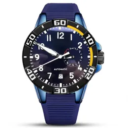 ساعة Wristwatch ذات الجودة الفاخرة الطيار الكبير في منتصف الليل الأزرق الأزرق الطلب أوتوماتيكي رجال مشاهدة 46 مم ساعة معصم ميكانيكية Orologio di lusso Designe338p