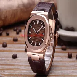 5 نمط رفاهية عالية الجودة معصم الساعة 40 5 مم Nautilus 5711 1R-001 الجلود 18K Rose Gold Asia الشفافة التلقائية ME234O