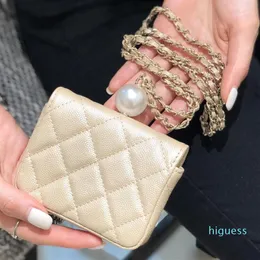 Designer- Ladies supper mini pearl Tiny bags Classic women pocket purse wallets Luxurys High Quality Shoulder Bag Necklace package2427