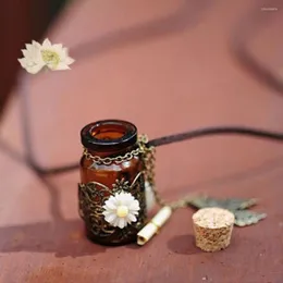 Colares de pingentes de jóias vintage desejando colar de garrafas com suéteres retrô de corrente de couro comprido para mulheres borboleta
