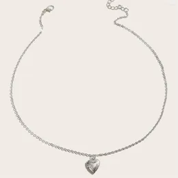Colares pendentes de liga moderna em forma de coração Po Box Acessório de luz elegante colares abertos Gargantilla Mujer Cadena