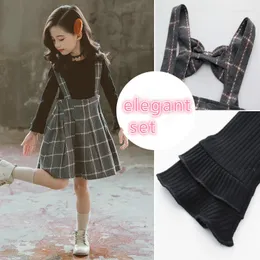 Clothing Sets Girls Shirts And Plaid Dress Kids 2 Pcs Suit Children's Teen Clothes 14 Years Costume 4 6 8 10 12 14Yrs